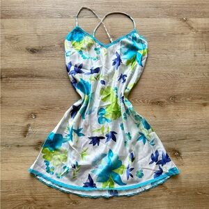 Inner Most Floral Pattern Lace Trim Satin Slip Dress Y2K Vintage Women’s Small